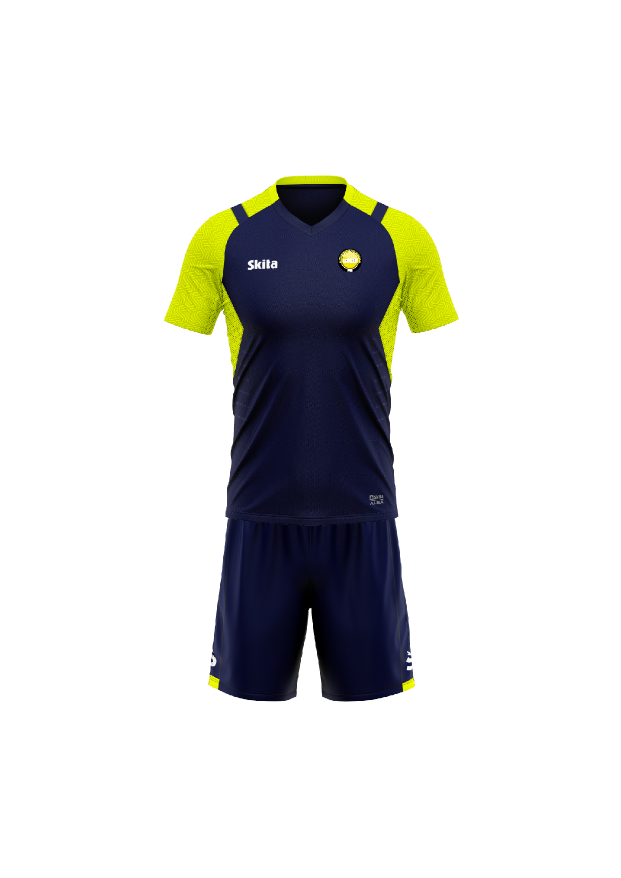 Maillot short ALBA  bleu nuit/jaune fluo (USDF FERRIERES EN BRIE)